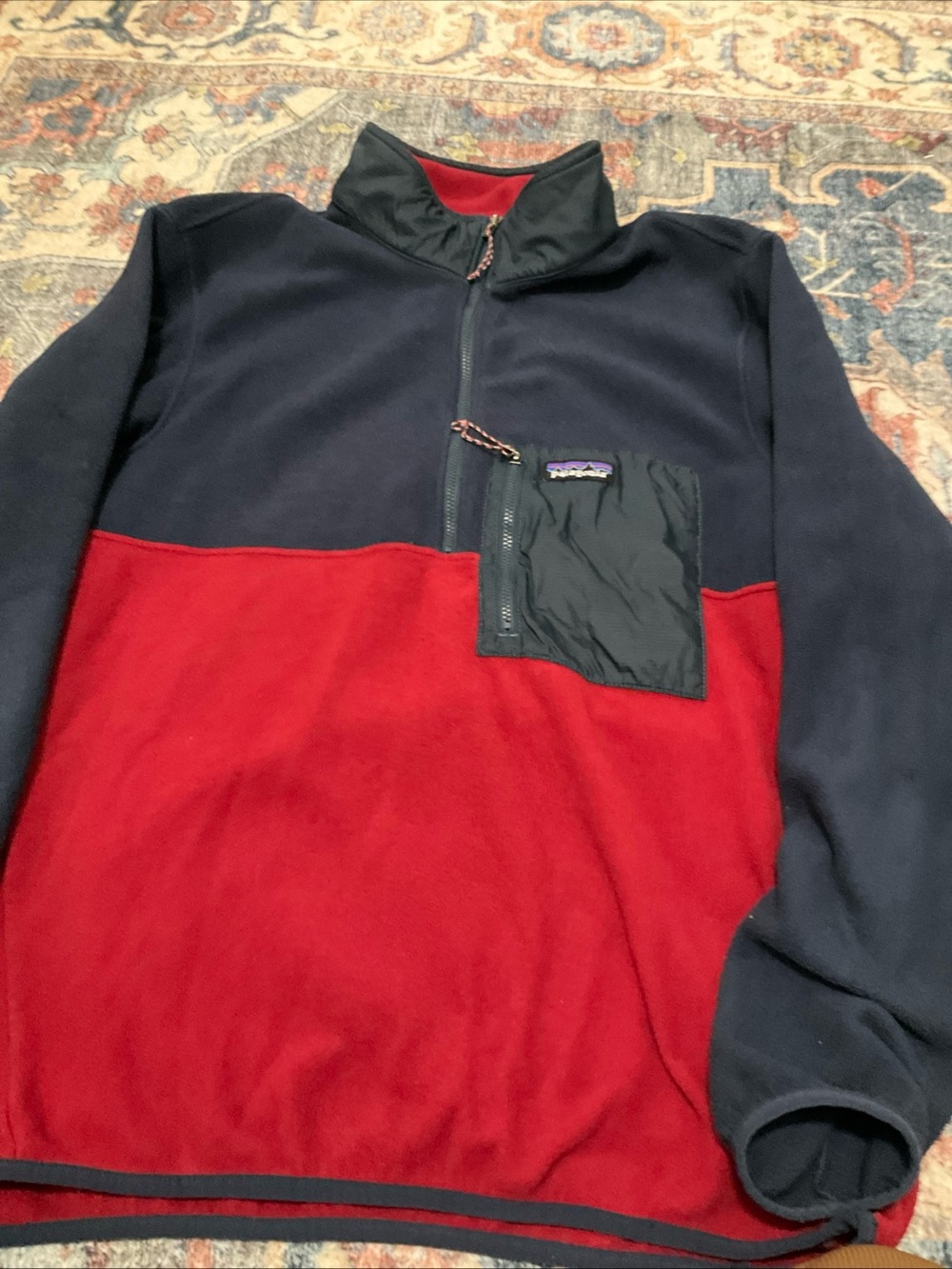 Patagonia Two-Tone Half-Zip Fleece Pullover - Navy & Red